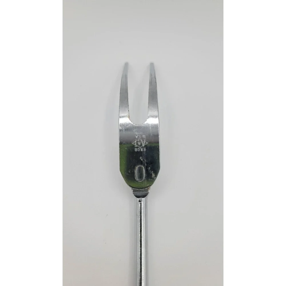 Ekco A&J Meat Carving Serving Fork Stainless Steel Wood Handle Farmhouse 13